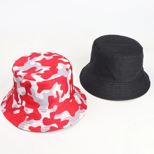Chapeau bob réversible avec camouflage rouge et noir pour la randonnée et la pêche en plein air