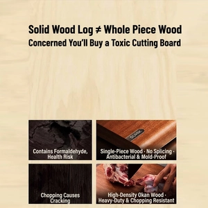Solid Ebony wood cutting board with durable anti-mold and seamless one-piece construction