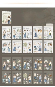 Detail of office lady stickers showing 20 sheets of Washi and PET decorative material