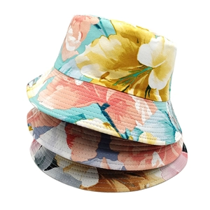 Floral Print Bucket Hat Reversible Polyester Foldable Sun Protection Outdoor Travel Summer Beach For Women