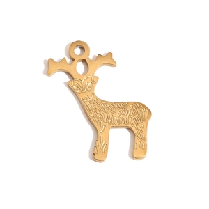 Ciondolo a forma di renna in acciaio inossidabile placcato oro 14K per gioielli Natale