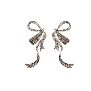 Boucles d'oreilles nœud élégantes en argent avec strass brillants et design à franges