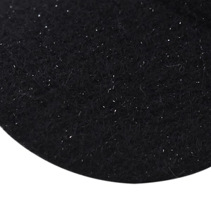 Winter baseball cap in black wool with silver sparkles and warm fleece lining details