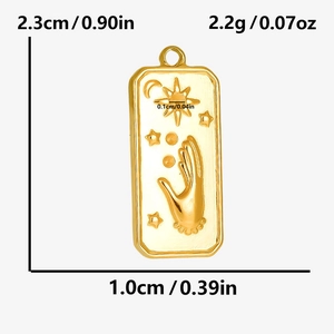 Spécifications de taille du pendentif céleste en or 18k avec relief soleil et lune