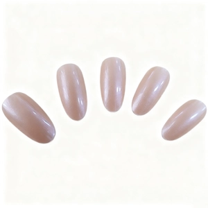 Elegant almond pearlescent press on nails in nude pink with shiny pearl finish