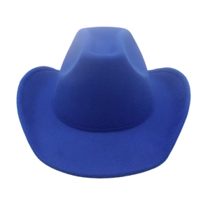 Classic bright blue wool felt western cowboy hat with wide brim for men and women