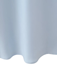 Close-up of light blue satin dress hem showing high-quality stitching and smooth fabric texture