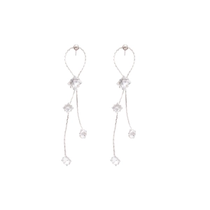 Boucles d'oreilles pampilles en argent avec étoiles en zircon et longues chaînes