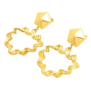 Vintage geometric gold earrings with wavy hollow heart-shaped stainless steel design