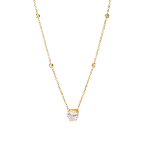 18K gold plated stainless steel necklace with white heart zircon pendant for women
