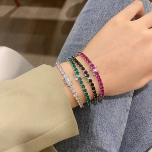 S925 sterling silver tennis bracelet with 4mm colorful cubic zirconia in four shades