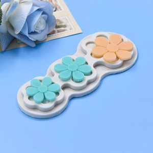 Three-cavity six-petal flower silicone mold for DIY baking and resin crafts with flower results