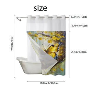 Tableau des tailles détaillé pour le rideau de douche imperméable forêt d'aurore