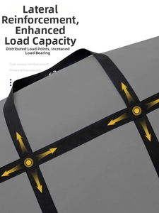Detail of reinforced handles on grey Oxford moving bag with heavy-duty stitching