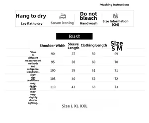Detailed size chart and washing instructions for maternity knit sweater with belt