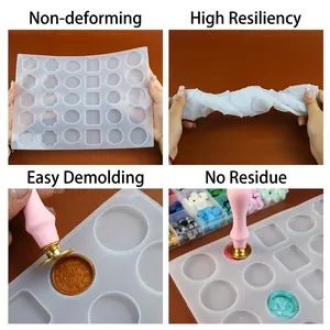 Multi-shape silicone wax seal mold for DIY crafting with 30-cavity geometric designs