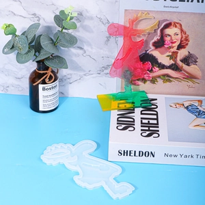 DIY silicone mold for resin art featuring a girl silhouette with festive antlers