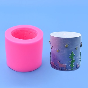 Christmas elk and forest relief cylinder silicone mold for DIY cake baking and crafts