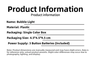 Specifications of plastic Santa bubble light with color box and button batteries included