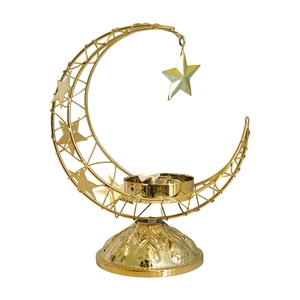 Golden moon and star metal incense burner holder for Middle Eastern home decor