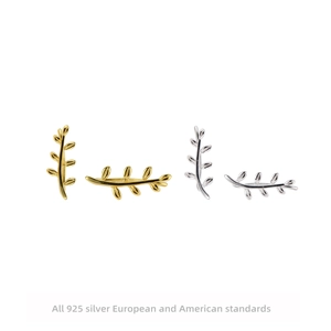 Ear Climber Earrings 925 Sterling Silver Olive Branch Leaf Design With Cubic Zirconia Minimalist Nature Inspired Jewelry For Women