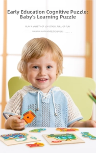 Toddler playing with high-quality wooden puzzles featuring police car and train patterns