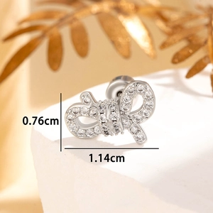 Silberner Schmetterlings-Ohrstecker mit Zirkonia auf Stein, 1,14 cm Breite, elegante Optik