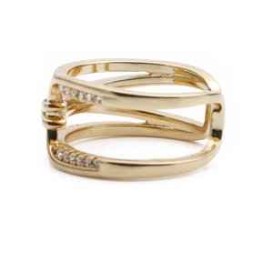 Elegant gold multi-layer cross ring with micro-pave white zircon for women