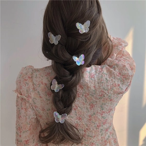 Pinces À Cheveux Papillon Acrylique Colorées Holographiques Petites Pinces Latérales Style Coréen Doux Femmes Filles