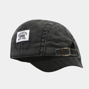 Casquette Ivy En Coton Lavé Rétro Bonnet Plat Distressed Vintage Réglable Newsboy Hat Avec Patch Brooklyn Pour Hommes Femmes