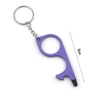 Detailansicht des lila EDC-Türöffners mit 8 cm Länge und schwarzer Silikon-Touch-Spitze