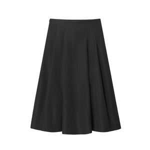 Gonna Midi Pieghettata A Linea Per Donna Vita Alta Tinta Unita Poliestere Moda Con Cintura