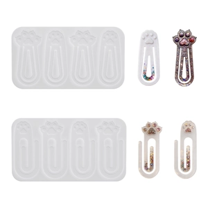 DIY cat paw silicone mold kit for resin bookmarks and cute stationery crafts