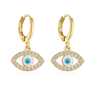 18K vergulde oorringen met evil eye-hangers en schitterende zirkoon kristallen