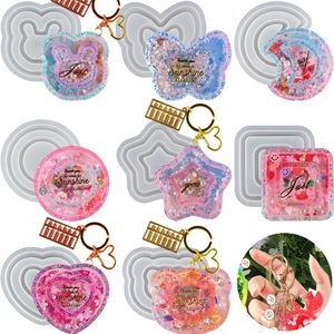 Moules En Silicone De Résine De Sable Mouvant DIY Pour Porte Clés Pendentif Cœur Étoile Lune Ours Papillon Outils De Bricolage