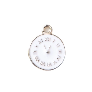 DIY clock dial charm pendant with Roman numerals and silver metal alloy plating