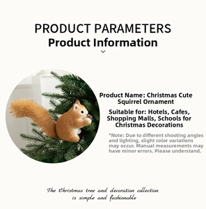 Detailed plush Christmas squirrel decoration with pinecone for festive scene displays