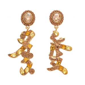 Sparkling crystal drop earrings in amber and gold for festive New Year style