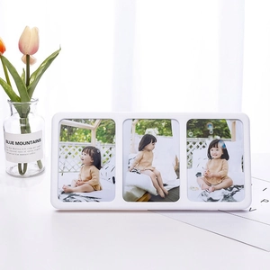 Triple Window Photo Frame Modern Minimalist PVC Plastic Picture Frame Desktop Stand Wall Mount Rounded Corner Decor