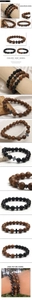 Detail of matte natural stone and wooden beads bracelet with a cross charm accessory