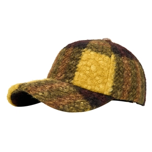 Winter plaid sherpa baseball cap with a warm textured finish and classic curved brim
