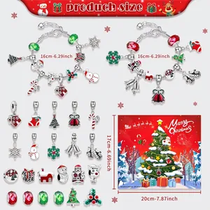 DIY Christmas 24-grid advent calendar blind box with bracelets and snowman charms
