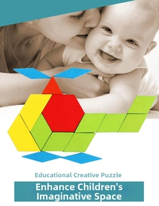 Colorful wooden geometric puzzle blocks forming a helicopter shape for kids' early learning