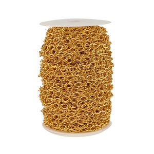Roll of 7mm wide gold-plated stainless steel curb chain for DIY jewelry making