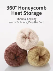 Thickened thermal non-slip baby socks with honeycomb texture in brown and beige tones