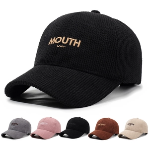 Corduroy Baseball Cap Embroidered Mouth Letters Retro Casual Sun Protection Adjustable Hat For Men Women