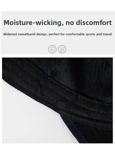Detail of the widened moisture-wicking sweatband inside the black winter baseball cap