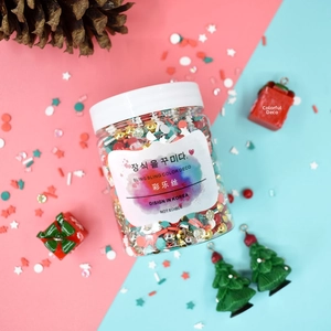 Christmas themed colorful glitter sequins in transparent bottle for DIY crafts decoration