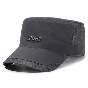 Casquette militaire gris foncé à séchage rapide avec broderie SPORT et mesh aéré