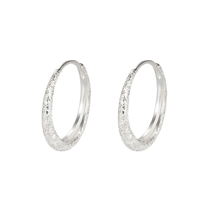 Sparkling 925 sterling silver hoop earrings with frosted galaxy texture finish